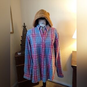 Plaid Button-Up Shirt with Bear Hood Ralph Lauren Soft Cotton